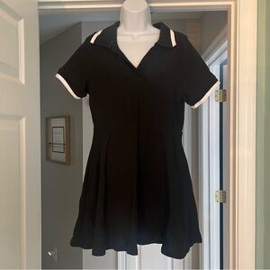Social Collision Black Polo Dress with White Trim